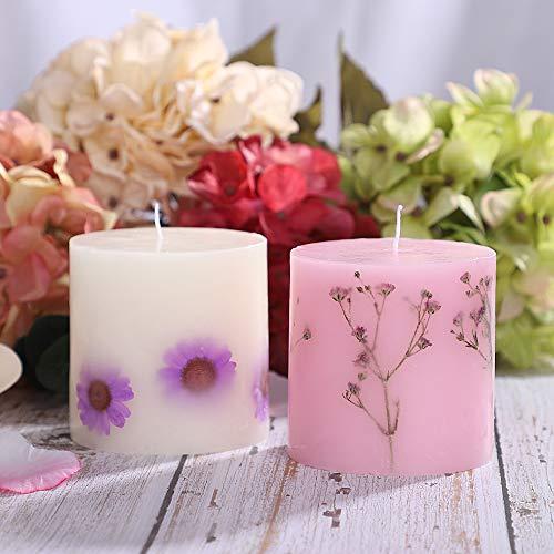 YAMUDA Set of 2 Christmas Candles with Burning, Moving Wick Real Wax Xmas Decoration for Window, Wedding, Single Party, Birthday Candles(3x3 Inch)