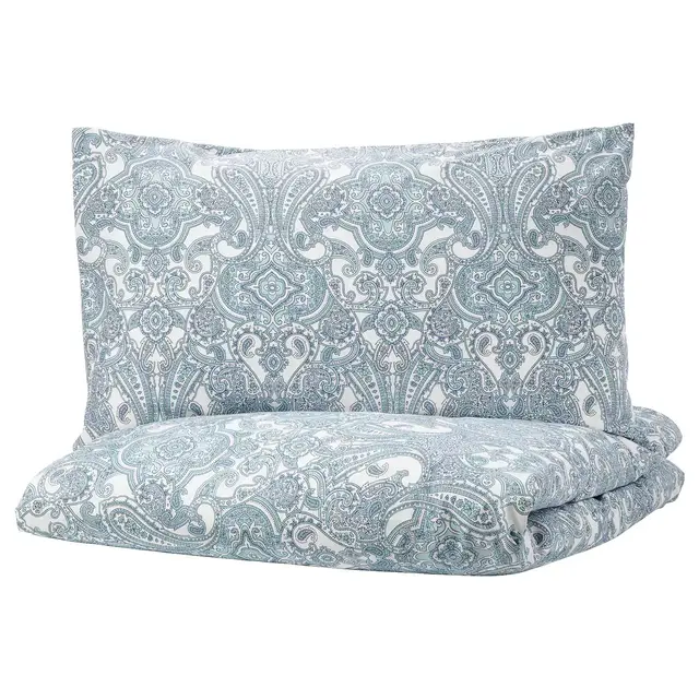 JÄTTEVALLMODuvet cover and pillowcase(s), white/blueFull/Queen (Double/Queen)