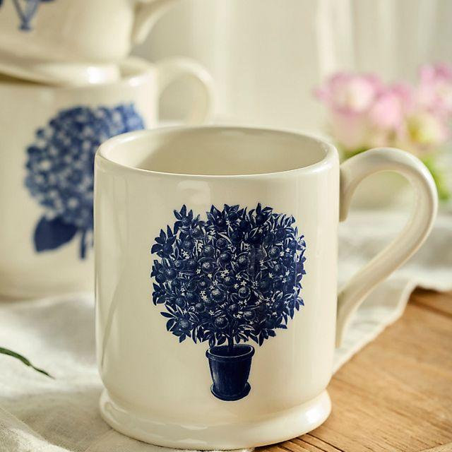 Blue Floral Stoneware Mug
