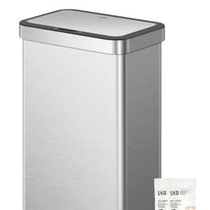 EKO Nova Sensor Trash Can, 21 Gallon/80 Liter Stainless Steel Rectangular Touchless Motion Sensor Trash Can, Matte Metallic