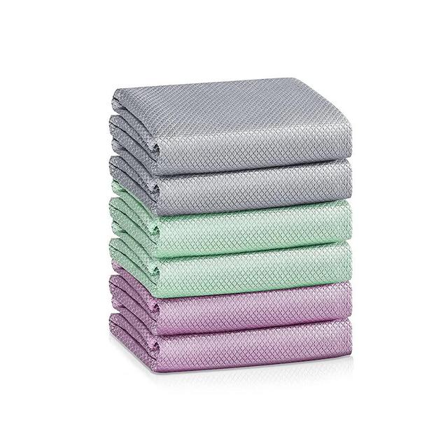 Easy Clean Nanoscale Cleaning Cloth,Fish Scale Microfiber Window & Glass Cleaning Cloth, Streak Free Mirrors Cars Stainless Steel,Lint Free Dish Wine Glass Polishing Towel,All-Purpose,Pack of 6(Mix)
