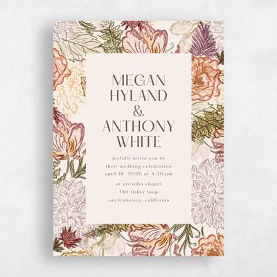 Linen, Beige Wedding Invitation - Harlow Portrait