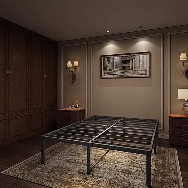 AROMUSTIME 16 Inch Metal Platform Bed Frame/Easy Assembly Mattress Foundation/Heavy Duty Steel Slat/Noise Free/Box Spring Replacement, Cal King