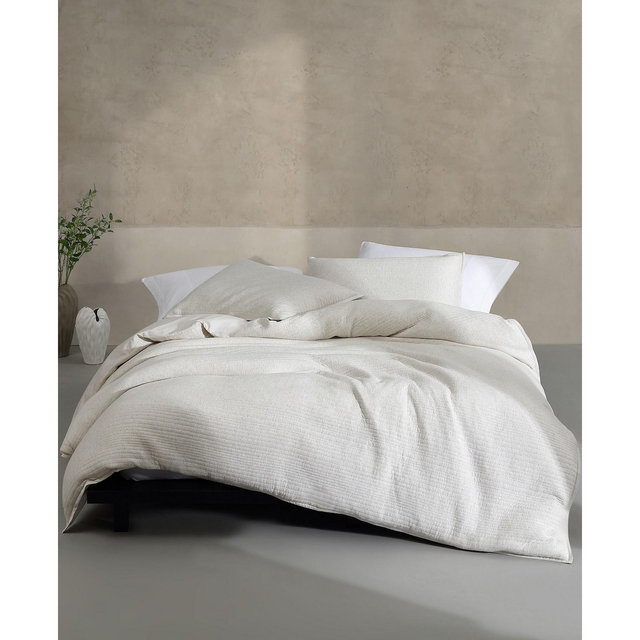 Calvin Klein Modern Cotton Ribbed Matelasse Melange Tencel Jersey 3 Piece Duvet Cover Set, King