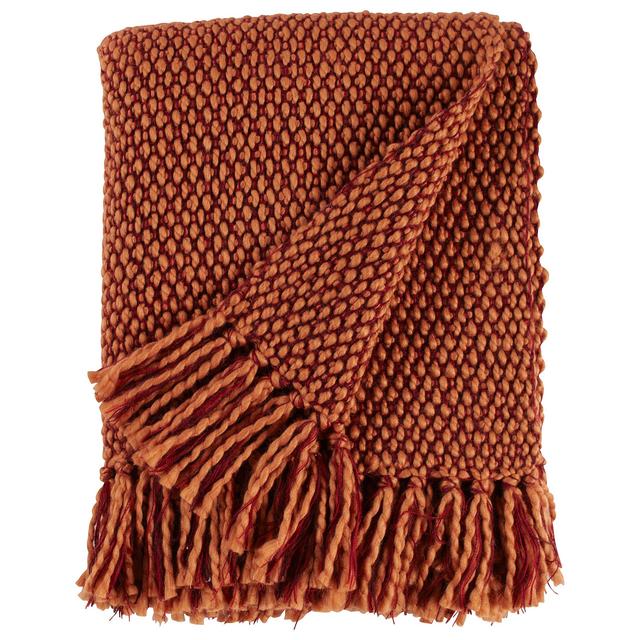 Stone & Beam Modern Woven Farmhouse Throw, Soft and Cozy, 50&quot; x 60&quot;, Orange/Red