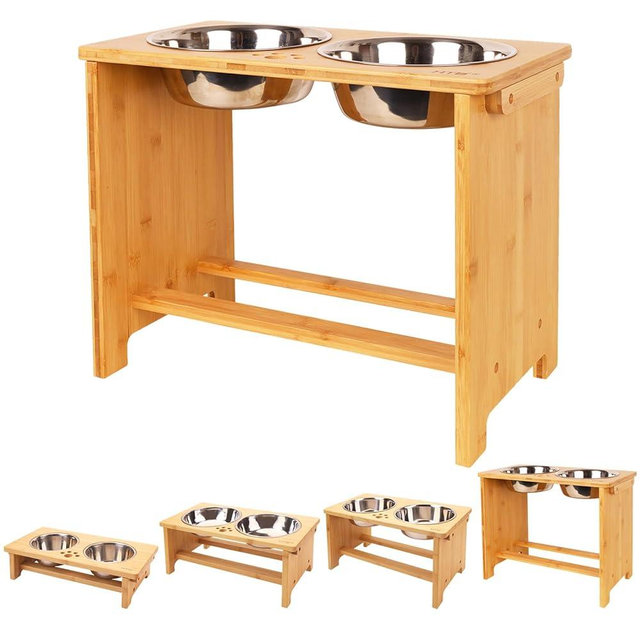 HTB Elevated Dog Bowls,Raised Dog Bowl Stand with 2 Stainless Steel Bowls,Elevated Raised Dog Bowls for Large Medium Small Sized Dogs