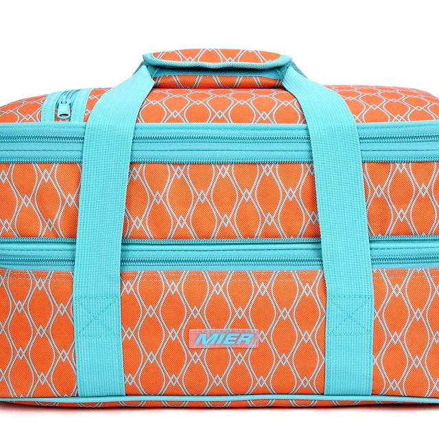 MIER Insulated Double Casserole Carrier Thermal Lunch Tote for Potluck Parties, Picnic, Beach, Fits 9 x 13 Inches Casserole Dish, Expandable, Orange