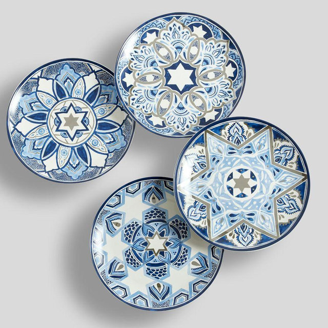 Hanukkah Medallion Stoneware Salad Plates, Set of 4