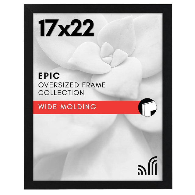 Americanflat 17x22 Picture Frame with Polished Plexiglass - Black Picture Frame - Wide Photo Frames Made of Engineered Wood for Vertical or Horizontal Wall Display - Epic Collection - Black