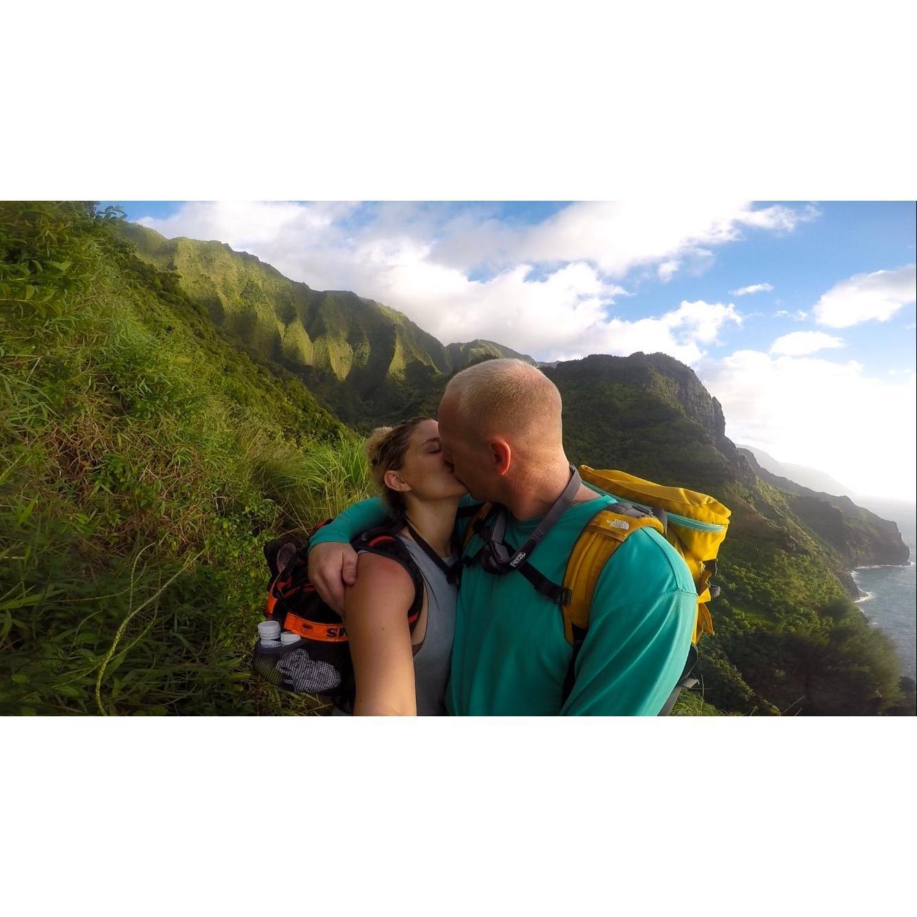 Seven months into dating, we took our first solo trip to Kauai to hike 22 miles...just the two of us. Phew, good thing that went well!