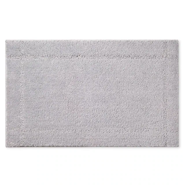 TOWN & COUNTRY EVERYDAY Ultra Plush Solid Tufted Border Bath Mat, Soft and Absorbent Tufted Floor Mat, Machine Washable, Grey, 20"x32"