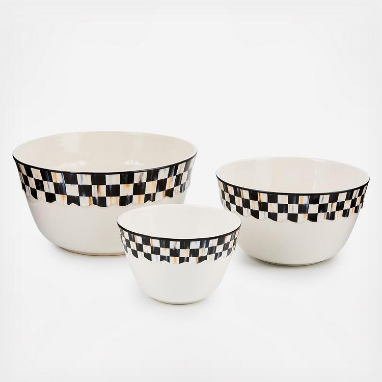 MacKenzie-Childs, Courtly Check Everyday Stoneware 3-Piece Mixing