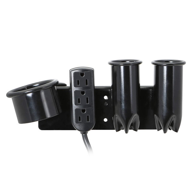 Saloniture Blow Dryer & Hair Iron Holder Appliance Rack with 3 Outlets and Clamp