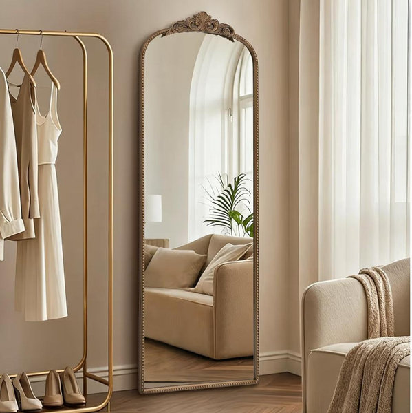 Micasso Gold Full Length Mirror: 56''x21'' Baroque Antique Floor Mirror - Traditional Ornate Vintage Long Mirrors for Wall/Dressing Room/Bedroom/Entryway/Hallway - Home Decor for Living Room