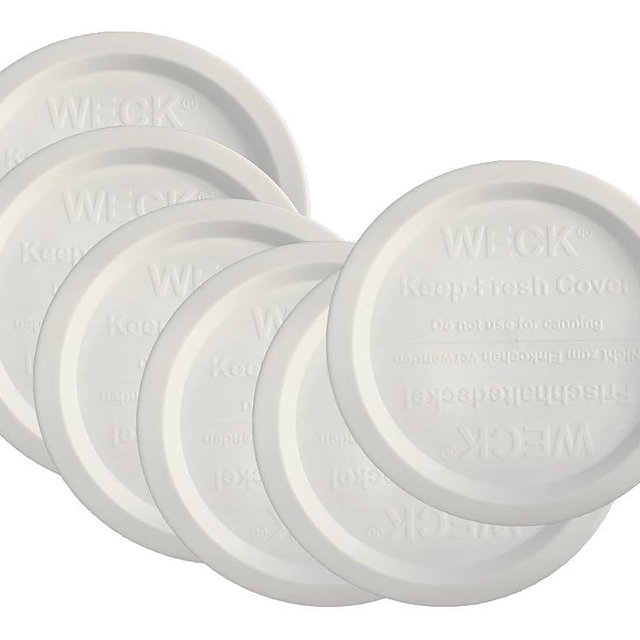 Weck Jar Keep Fresh Plastic Lids, 6 PACK, Medium -80 Millimeter --Fits models 900, 976, 746, 901, 996, 958﻿