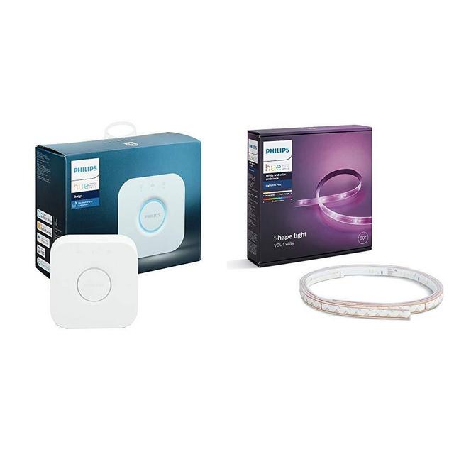 Philips Hue Smart Hub (Works with Alexa Apple HomeKit and Google Assistant) and Philips Hue White and Color Ambiance LightStrip Plus