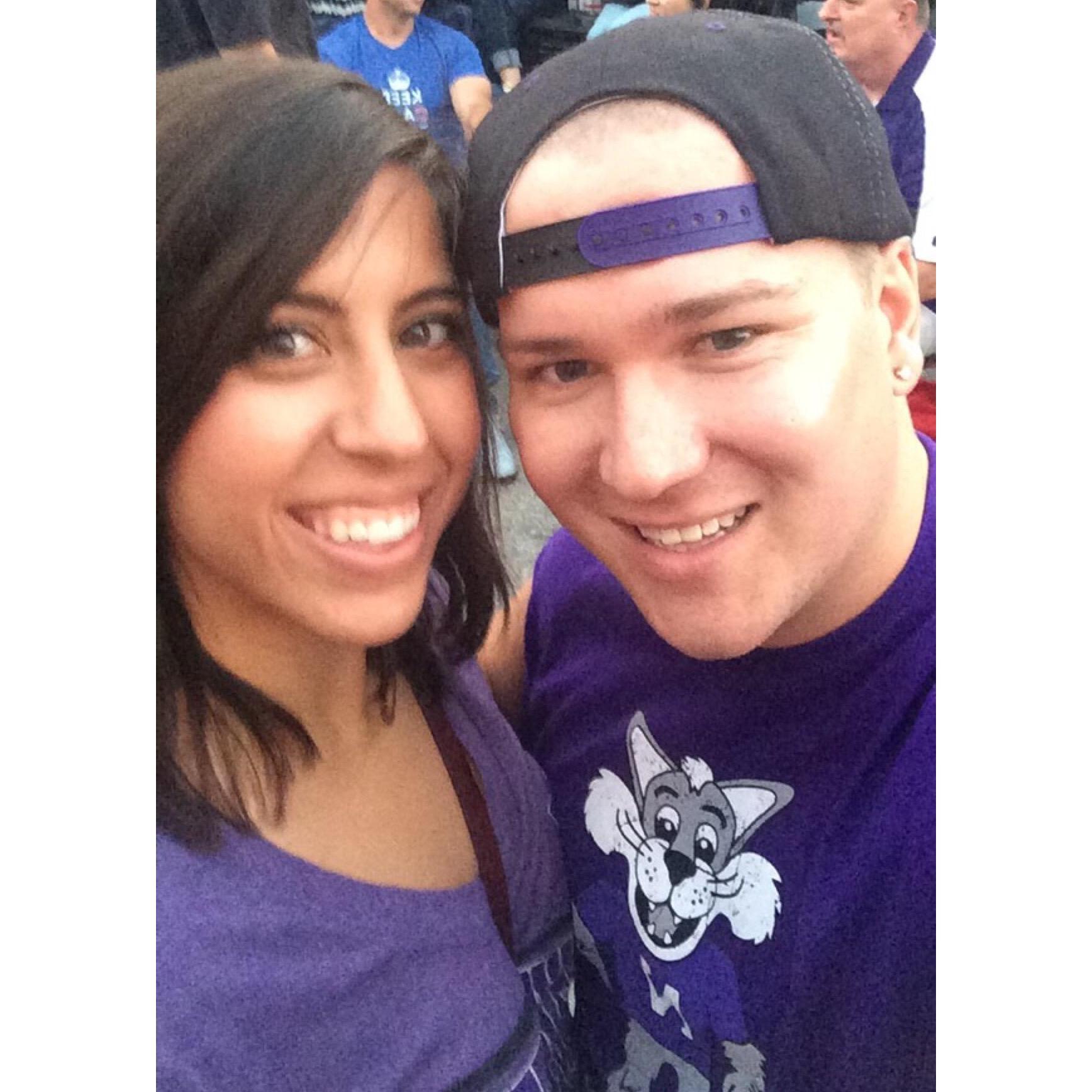 One of our first dates at a Northwestern football game. Tony bought the silliest Willy the Wildcat shirt and wore it with genuine pride all day. Cats won!