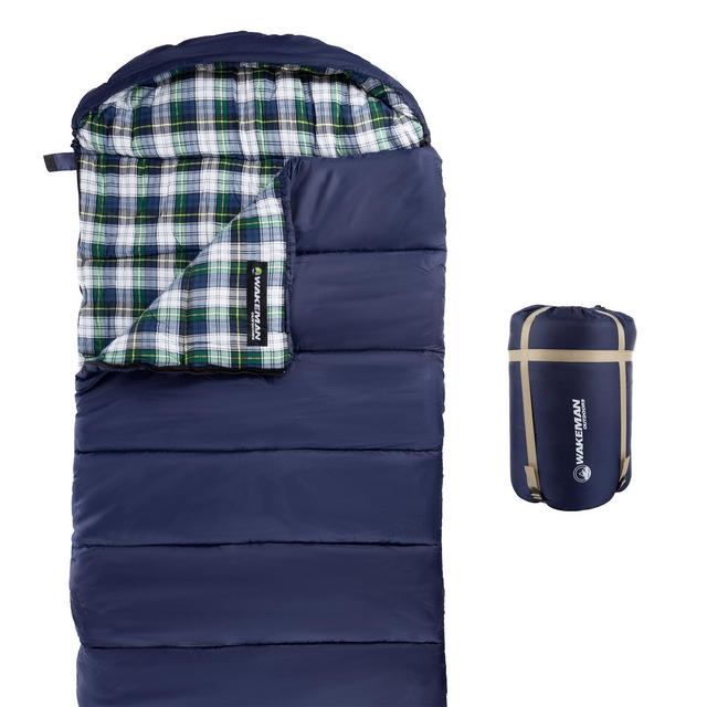 Leisure Sports Extra-Large 3-Season Envelope-Style Sleeping Bag With Carrying Bag - Navy