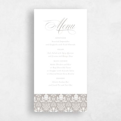 Grey Greenery Wedding Menu - Halina Letterpress
