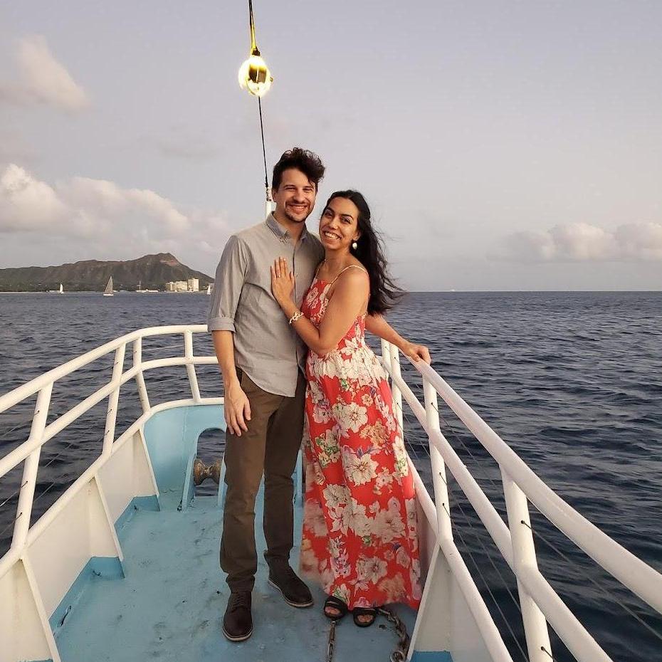 The night of our engagement on the water in Honolulu, HI.