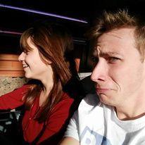 My first driving experience (on Disneyland fun car ride) Iain wasn't so sure of my skills!