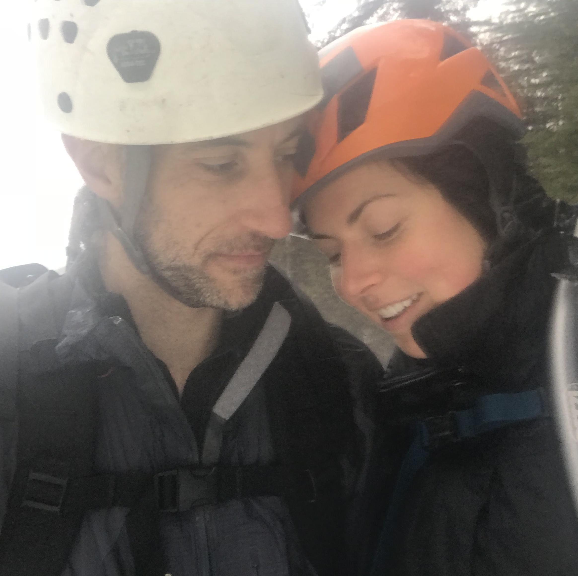 Ice climbing up Cascade Mountain in the Adirondacks.