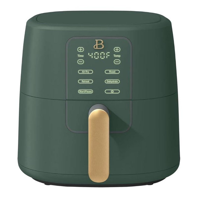 Beautiful 6 Quart Air Fryer by Drew Barrymore – Oil-Free Cooking, TurboCrisp Tech, EverGood Ceramic Nonstick, Touch Display, Wide Temp Control, Healthy Family Meals (Thyme Green)