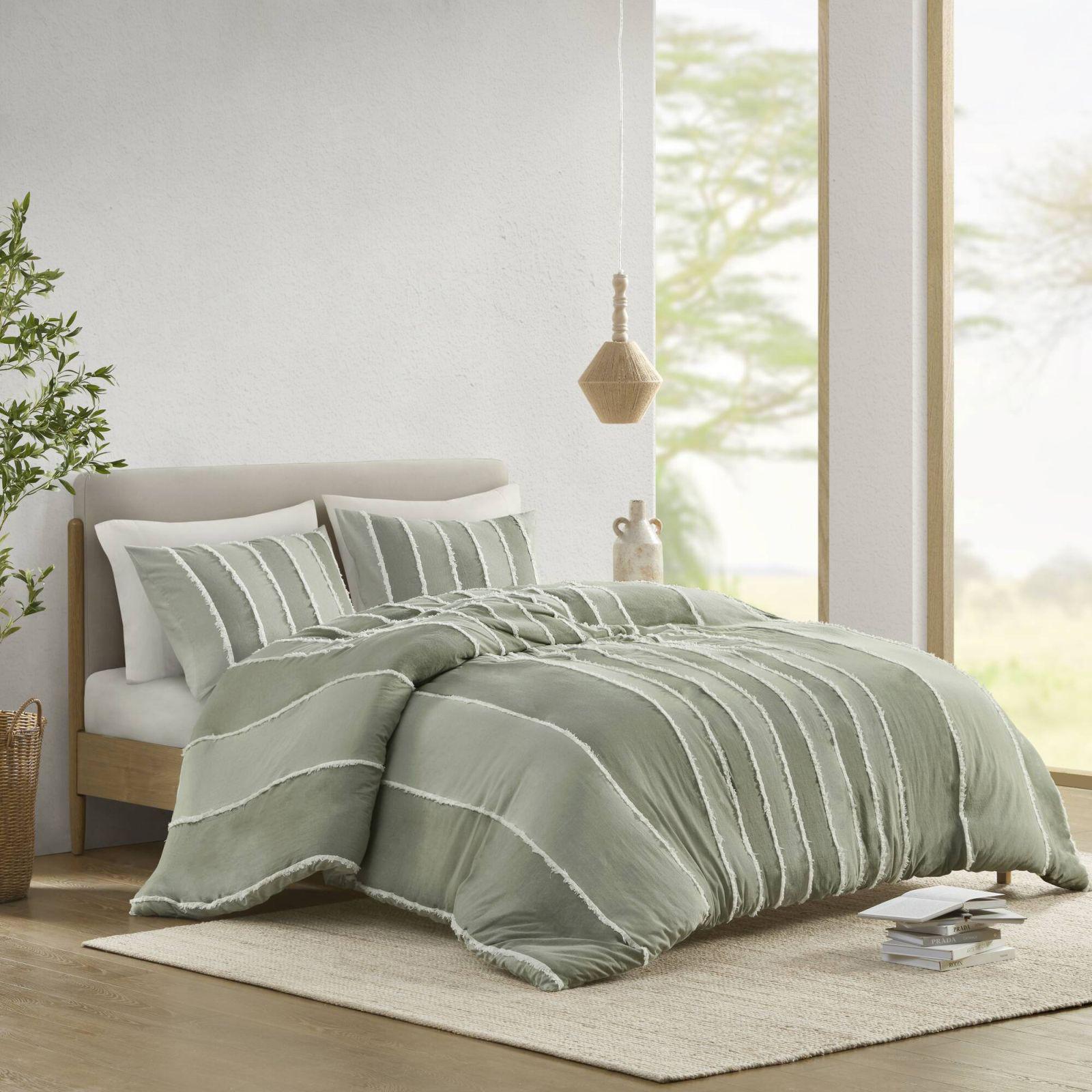 INK+IVY, Shay 3Piece Striped Cotton Duvet Cover Set Zola