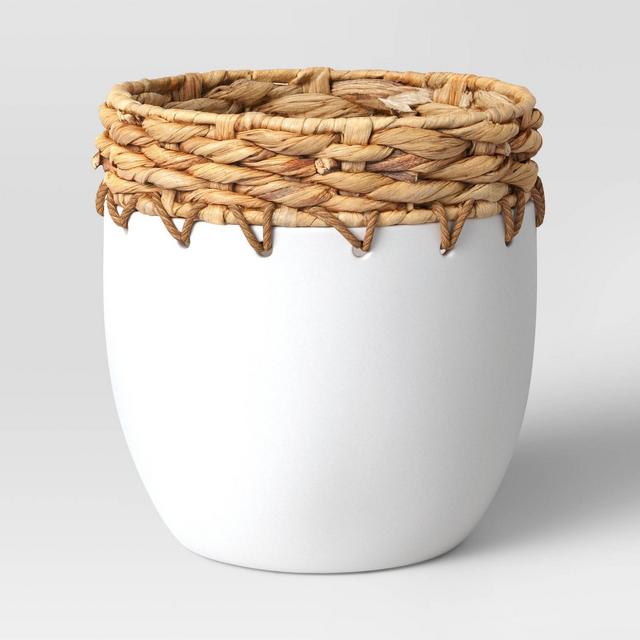 Large Ceramic /Woven Planter White - Threshold™