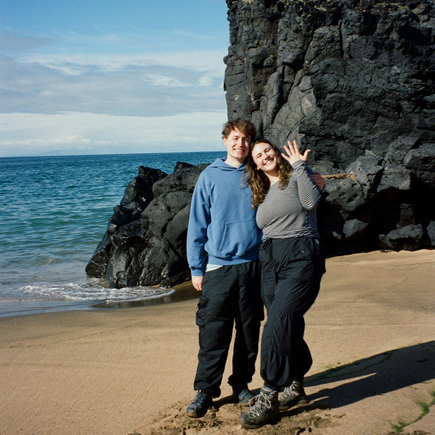 Moments after Andrew proposed in Iceland