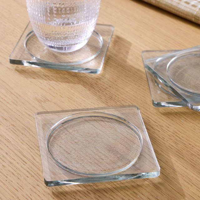 Ermine Glass Coasters, Clear, Set of 4