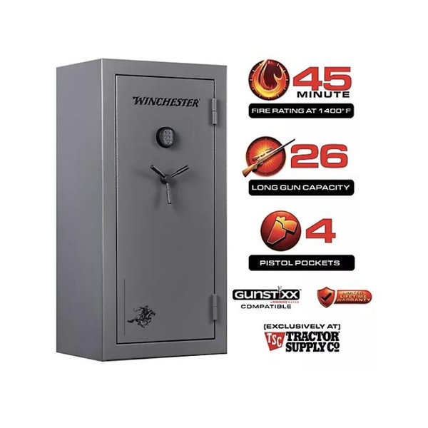 Winchester Safes 26 Long Gun 18.4 cu. ft. Electronic Lock Gun Safe, 45 Min. Fire Rating, Slate at Tractor Supply Co