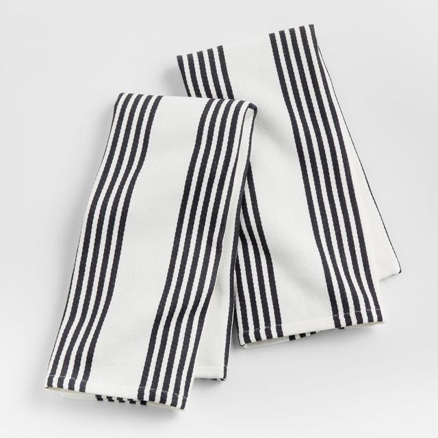 Cuisine Stripe Black Dish Towels, Set of 2