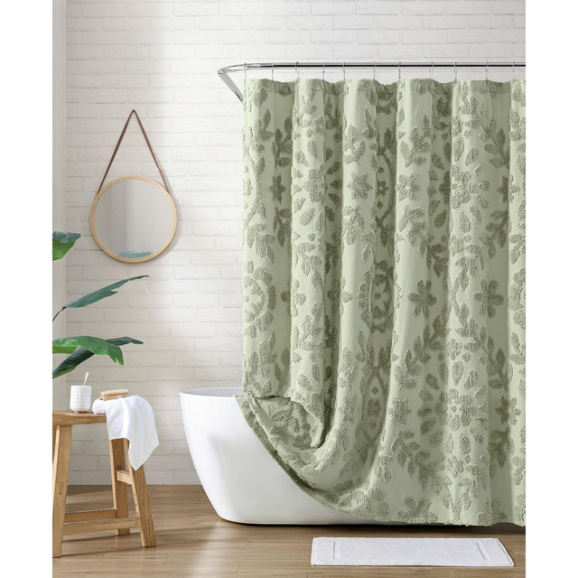Peri Home Chenille Laurel Cotton Shower Curtain, 72" x 72"