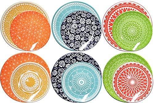 Annovero Dinner Plate and Salad Plate Bundle - Set of Six 10.5 inch plates and Set of Six 8.5 inch plates
