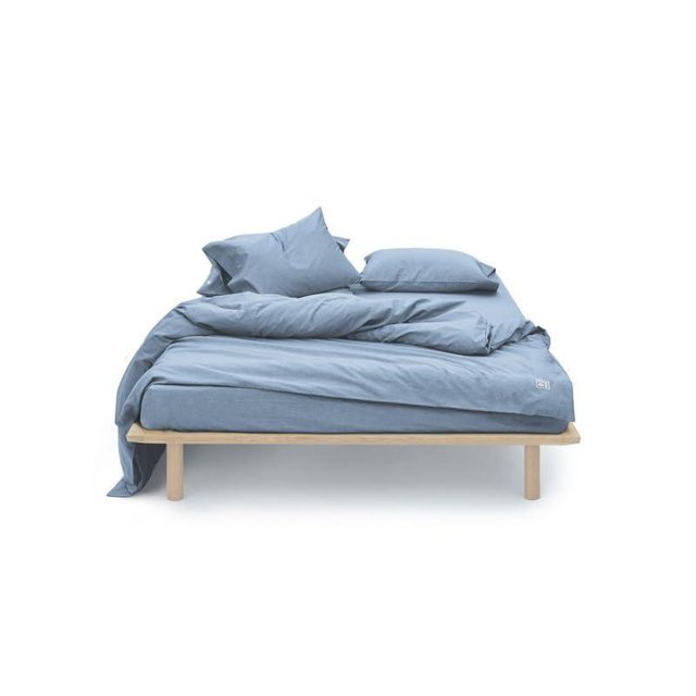 AIZOME Duvet Cover Set Made from 100% GOTS Organic Cotton, Non-Toxic Plant-Dyed Synthetic Free No Petrochemicals Breathable Hypoallergenic for Sensitive Skin, 4-Piece (Deep Indigo, Queen)