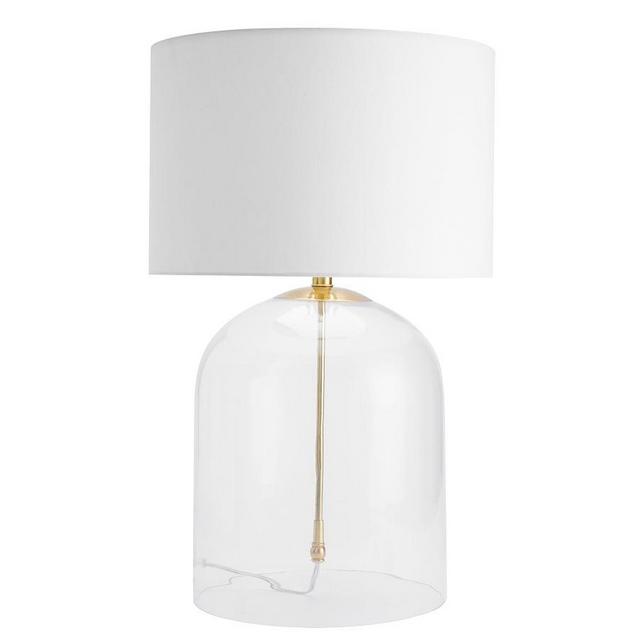 Aria Dome Table Lamp with Large Straight Sided Gallery Shade, Antique Brass/White