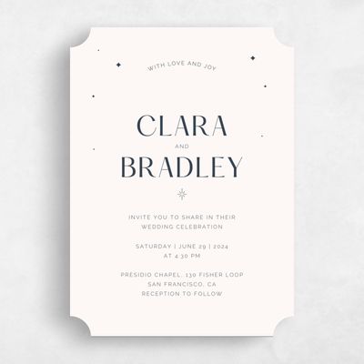 Beige Ticket Wedding Invitation - Adhara Portrait