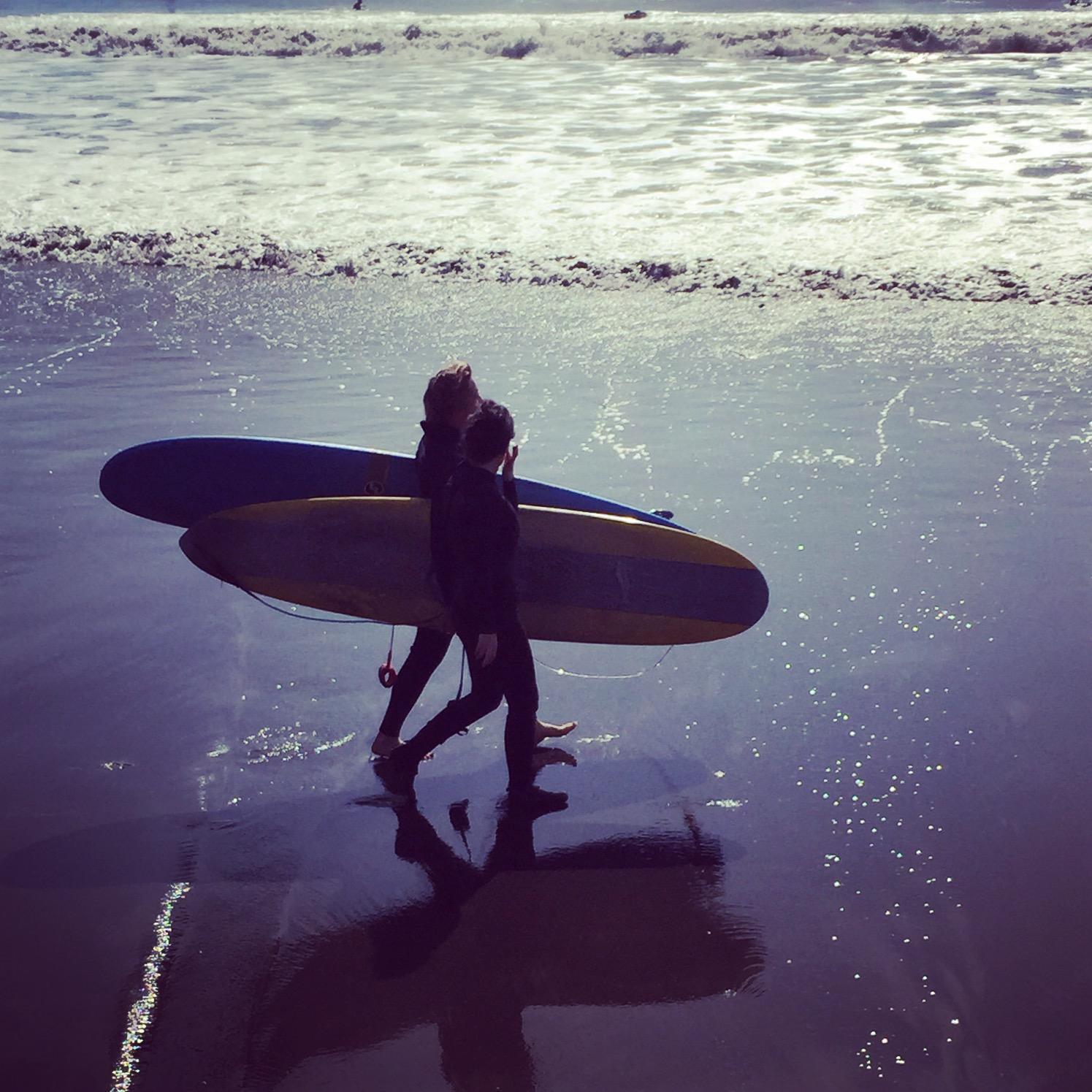 One of Allison's surf lessons...Max really did try.