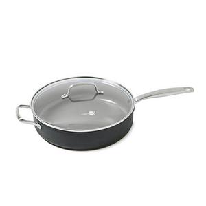GreenPan Chatham Ceramic Non-Stick Covered Saute Pan with Handle Helper, 5 quart, Grey