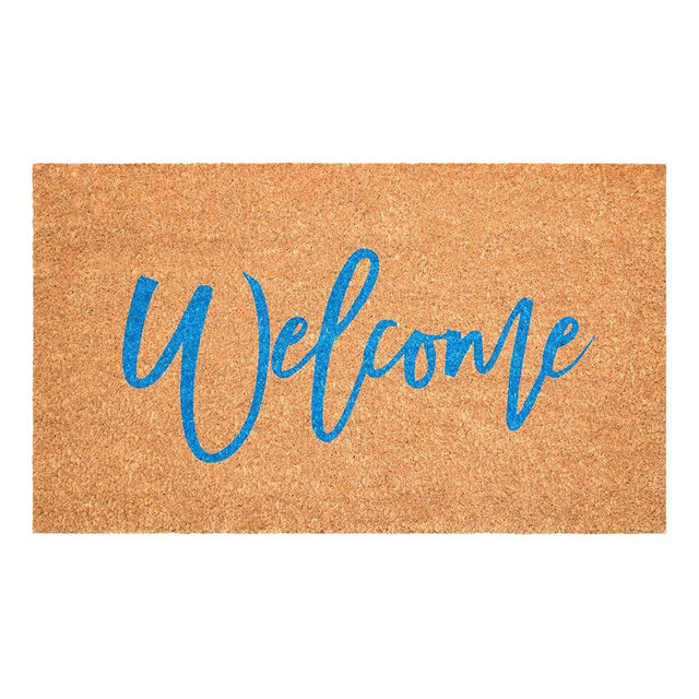 Calloway Mills Cursive Welcome Doormat, Blue (24" x 36")
