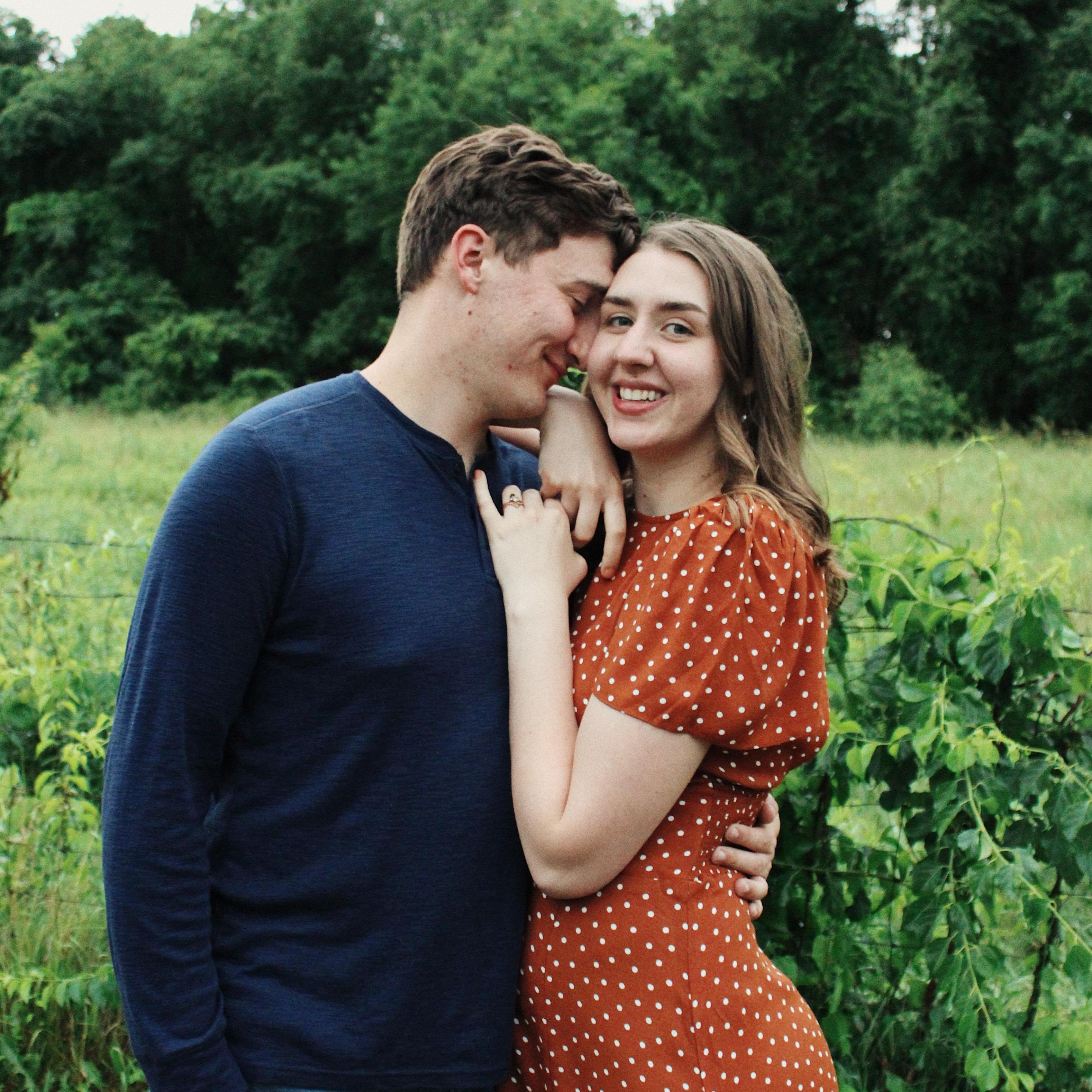 One of our first engagement photos taken in my backyard in Wisconsin
