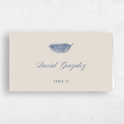 Dusty Cobalt, Beige Wedding Place Card - Passage