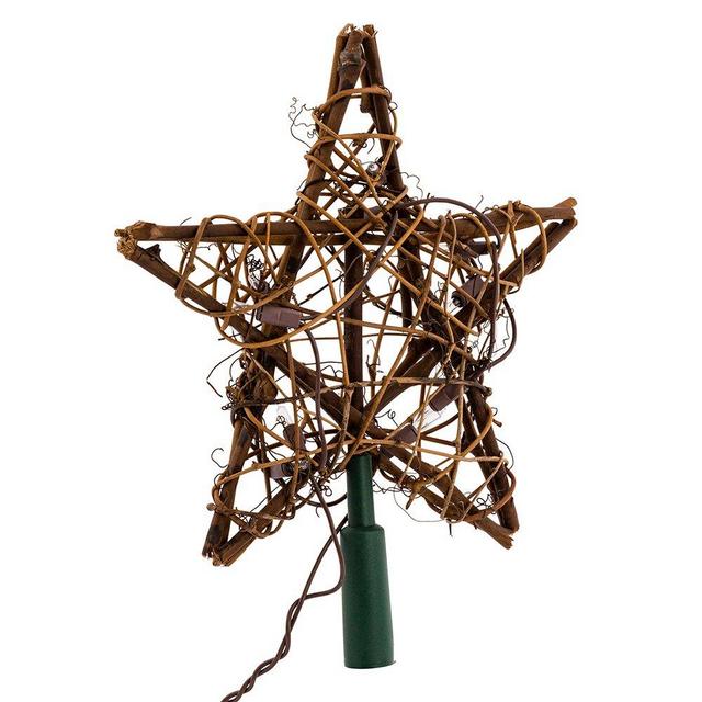 Kurt Adler 10 Light Indoor Rattan Natural Star Treetop