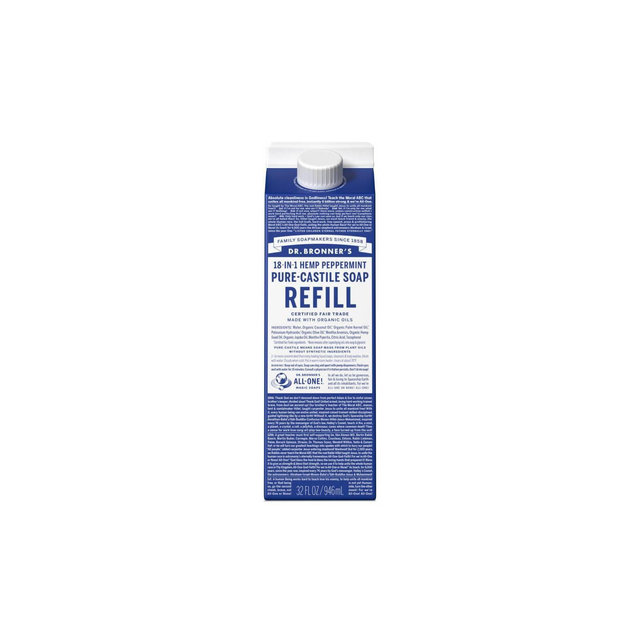 Dr. Bronner's Peppermint Pure Castile Soap Refill Carton - 32oz