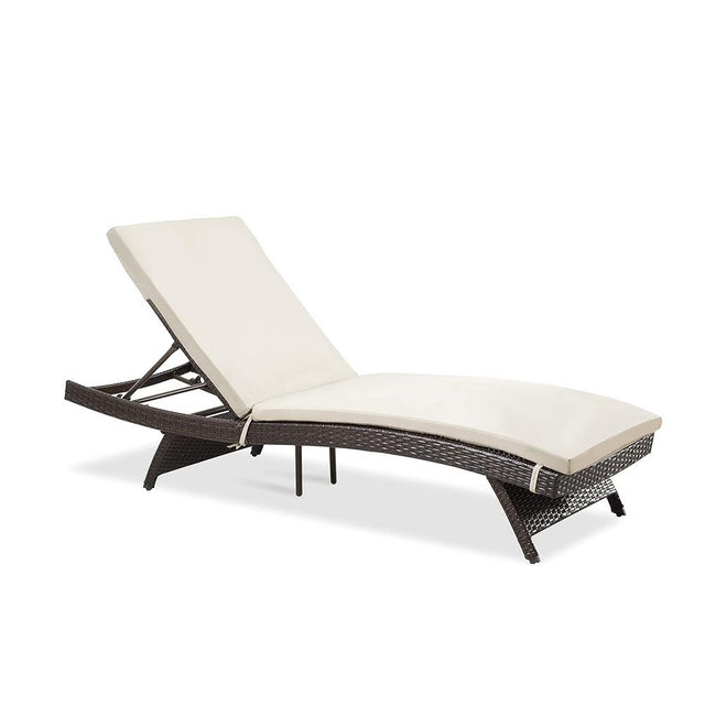 Pamapic Patio Chaise Lounge Set 1 Piece, Patio Lounge Chair with Adjustable Backrest and Removable Cushion, Outdoor Pool Lounge Chair Set for Patio Poolside Backyard Porch