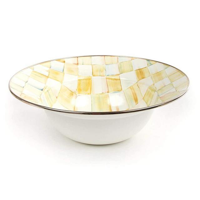 MacKenzie-Childs Parchment Check Enamel Serving Bowl, Single 12-Inch Large Serving Bowl