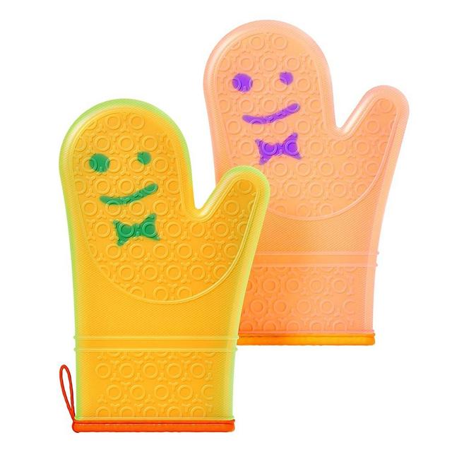 The Oven Mitts by Staff - Cute Oven Mitts - Pair of Heat Resistant, Grippy Silicone Oven Mitts - Non-Slip, Waterproof, Cotton Fiber Lining - Temperature Resistant (446°F) 11.6" x 7.5"