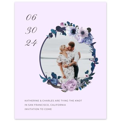 Violet, Purple Wedding Digital Save the Date - Napa Border