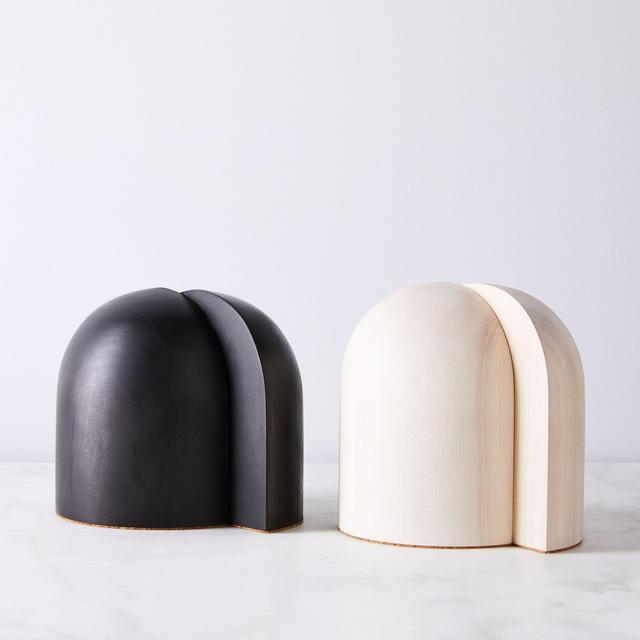 Handturned Arched Black & Maple Book Ends